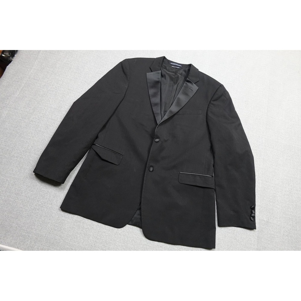 Tommy Hilfiger Suit Jacket Mens 42L Black Wool Stretch Shawl Lapel Tuxedo Formal